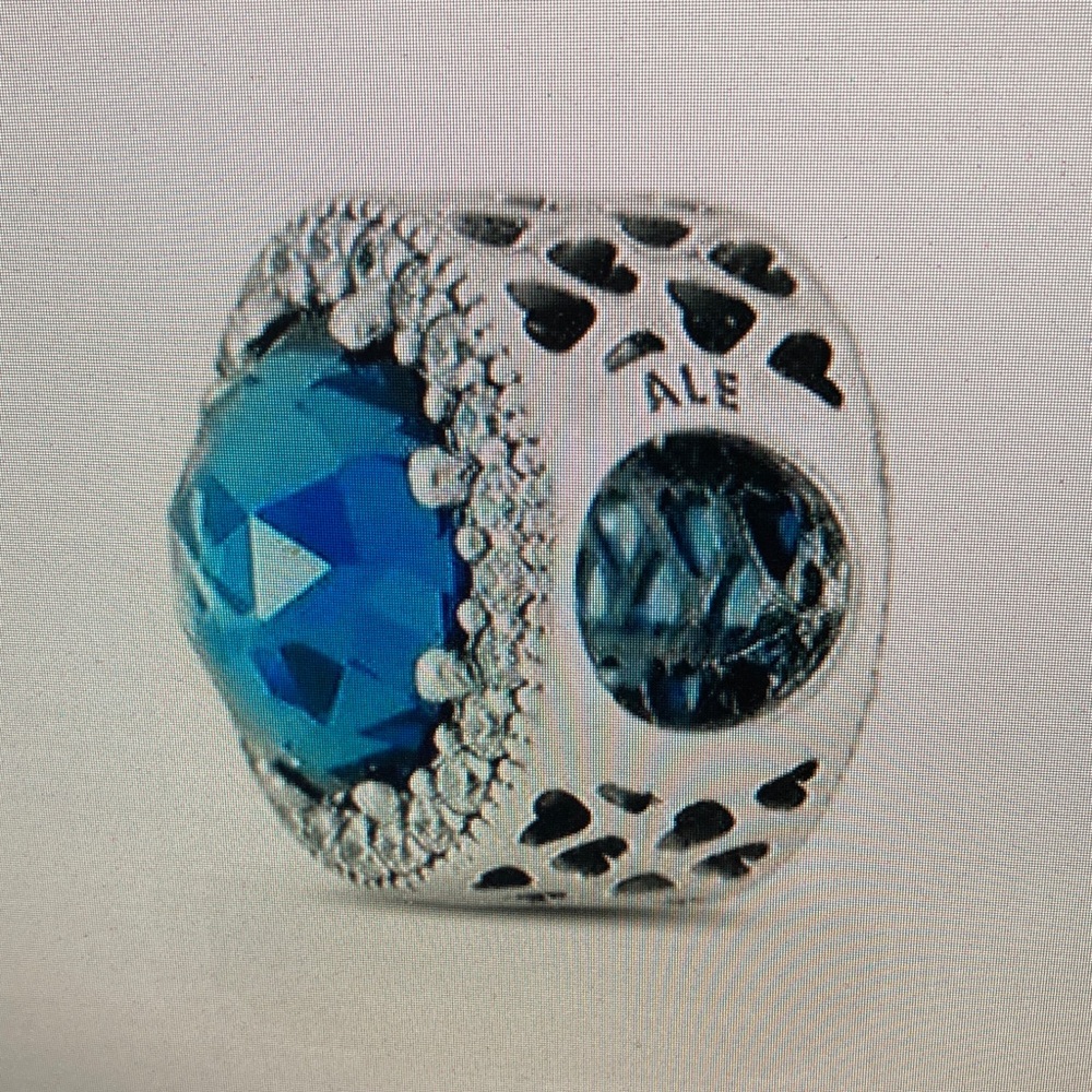Pandora Silver Charm with Vibrant Blue Crystal